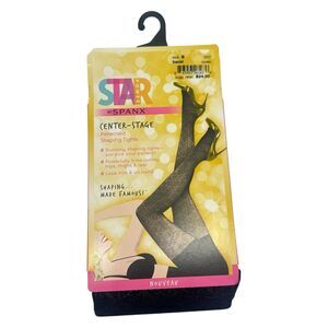 SPANX Star Power Backdrop Black Nouveau Patterned Shaping Tights Size B NWT 2227